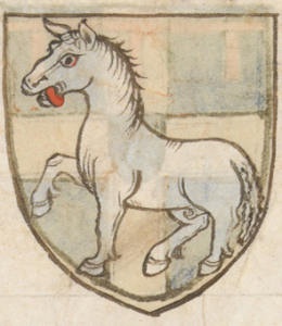 Wapen van Bartout van Assendelft. Uit: Wapenboek Beyeren (ca. 1400) f. 58r, Den Haag, Koninklijke Bibliotheek. Bron: klik hier. 
